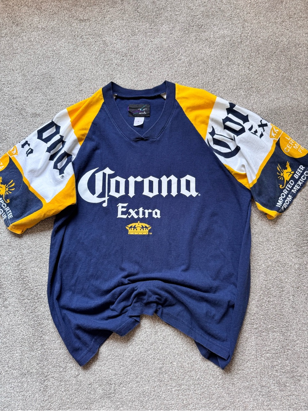 VTG Corona Loud Spellout Logo Print Cotton Beer T Shirt Oversized Baggy Fit